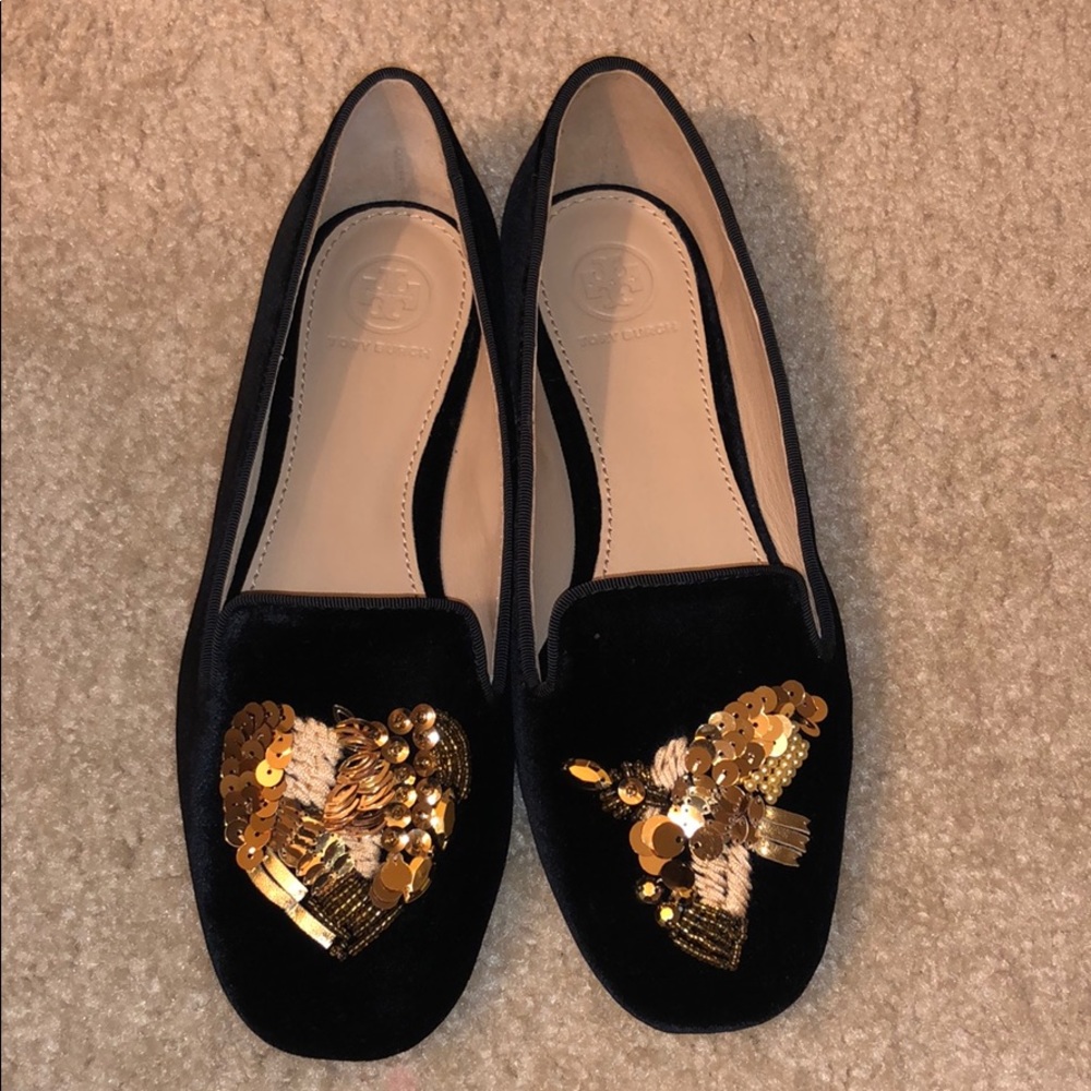 Tory Burch Velvet Flats worn once